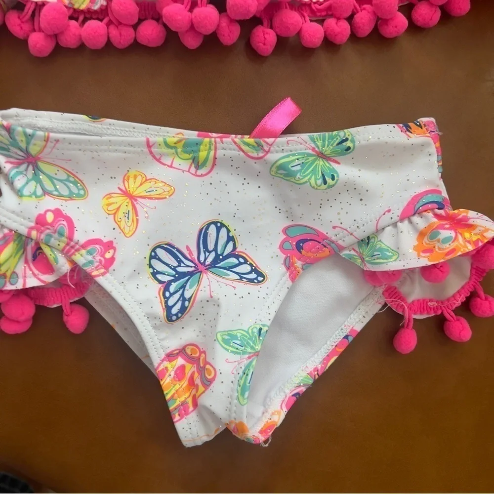 Betsey Johnson Baby Toddler Girl 12M 2 Pc Rash Guard Tankini Swimsuit Butterfly